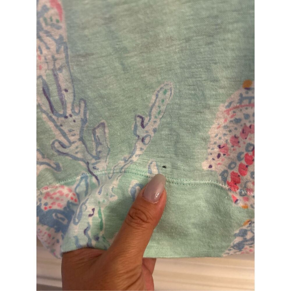 Lilly Pulitzer Mikela 100% Linen T-shirt sz XL breathable beach vacation stretch - Picture 8 of 8
